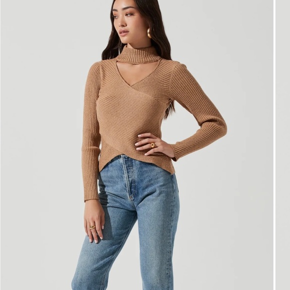 ASTR the Label: Ribbed Mock Neck Ribbed Wrap Sweater - Picture 9 of 9